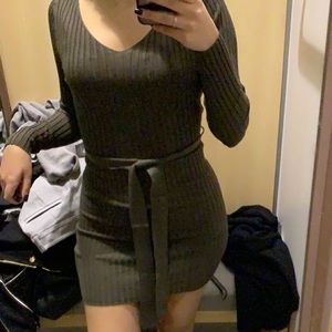 Primark olive green sweater dress